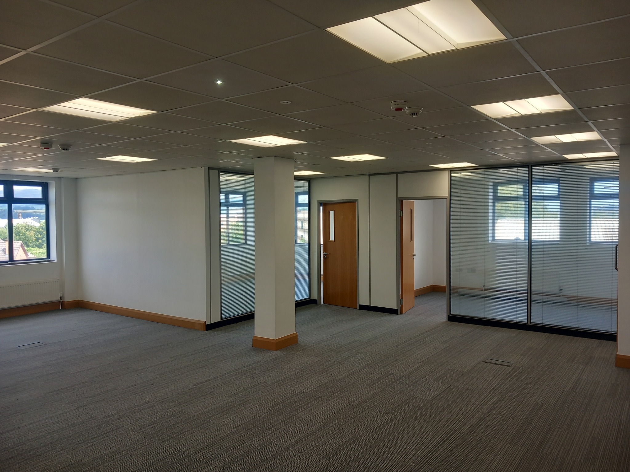 Open-plan Suite 6 workspace and glazed offices